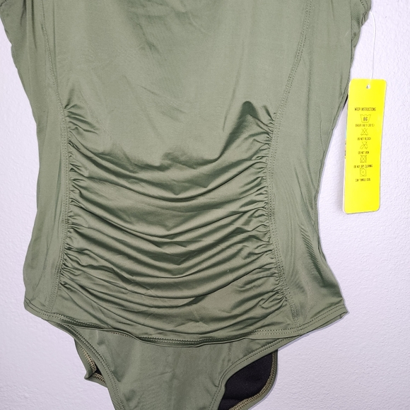 Army green one-piece swimsuit, size 10 - Picture 2 of 10